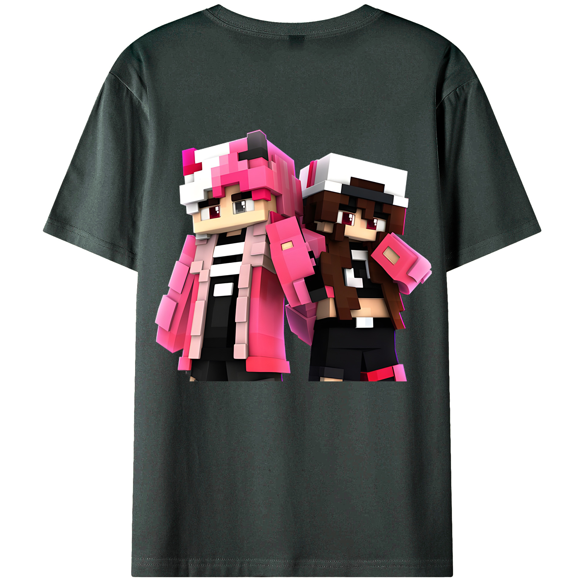 （画像用） マインクラフト ブロックの世界 Minecraft MC Block world 綿100％ メンズ半袖Tシャツ（バックプリント） 通気性
